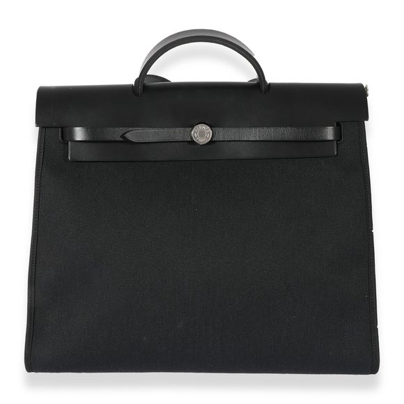 Hermes Handbags - Hermes Black Canvas Herbag 39